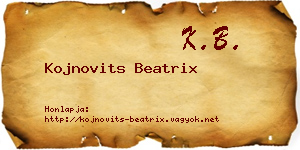 Kojnovits Beatrix névjegykártya